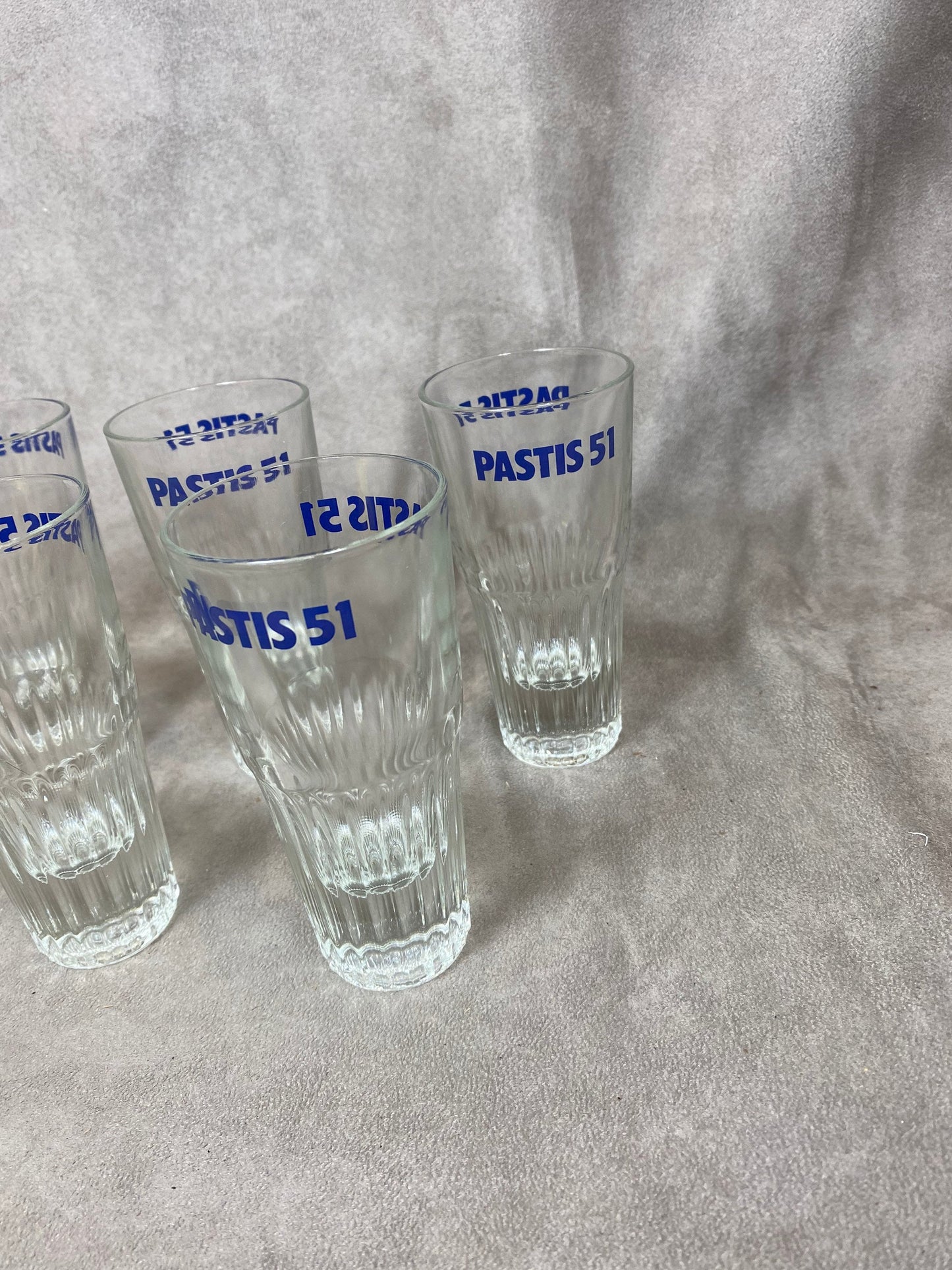 Set of 6 Pastis glasses Pastis 51 in vintage retro glass Made in France 1970s