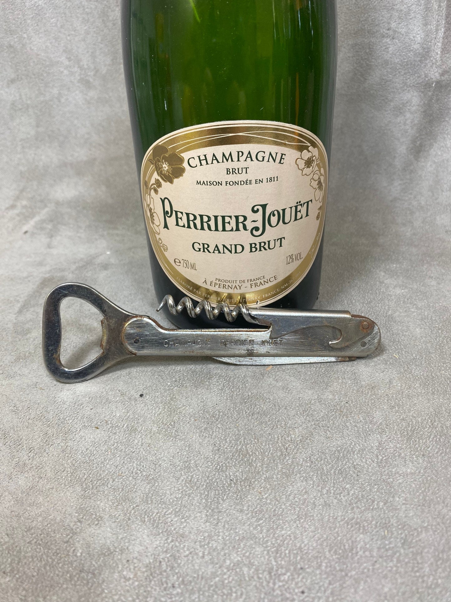 Perrier-Jouët Bottle Opener, Vintage Steel Corkscrew Made in France, Wine Collectors, French Wine