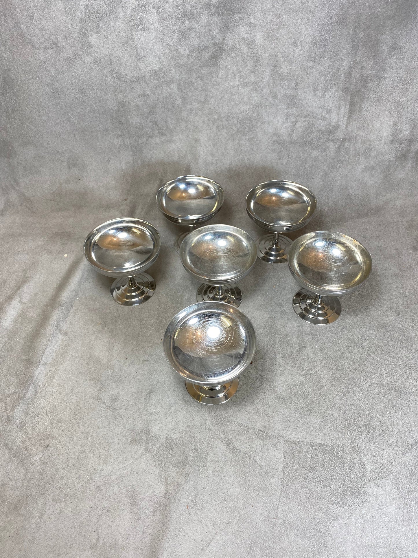 Lot de 6 coupes à glace Letang Remy en inox 18/10 vintage Made in France