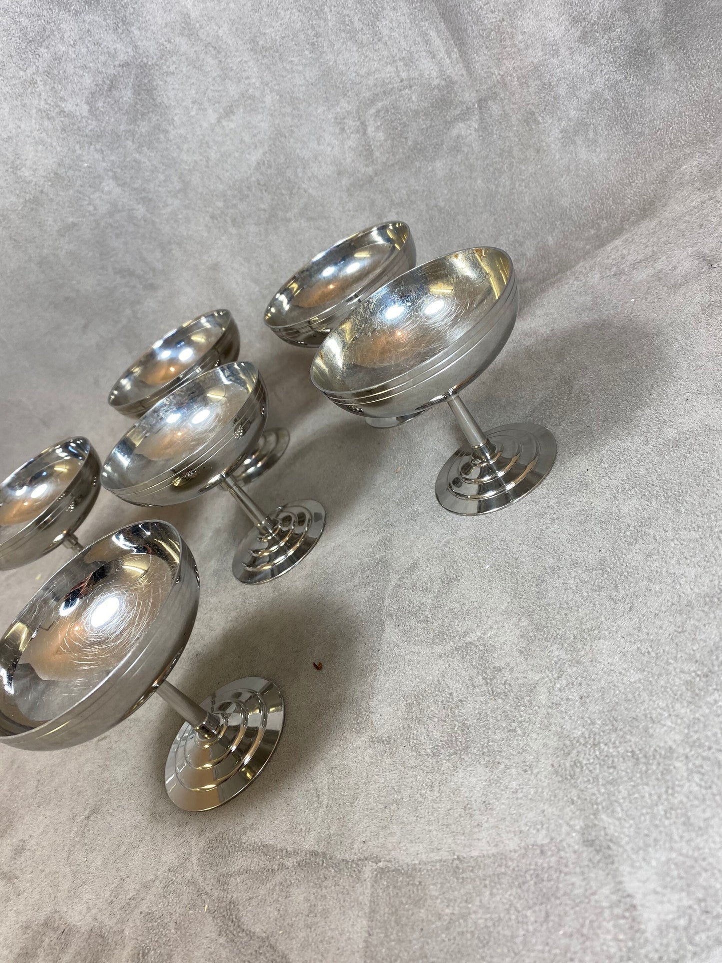 Lot de 6 coupes à glace Letang Remy en inox 18/10 vintage Made in France