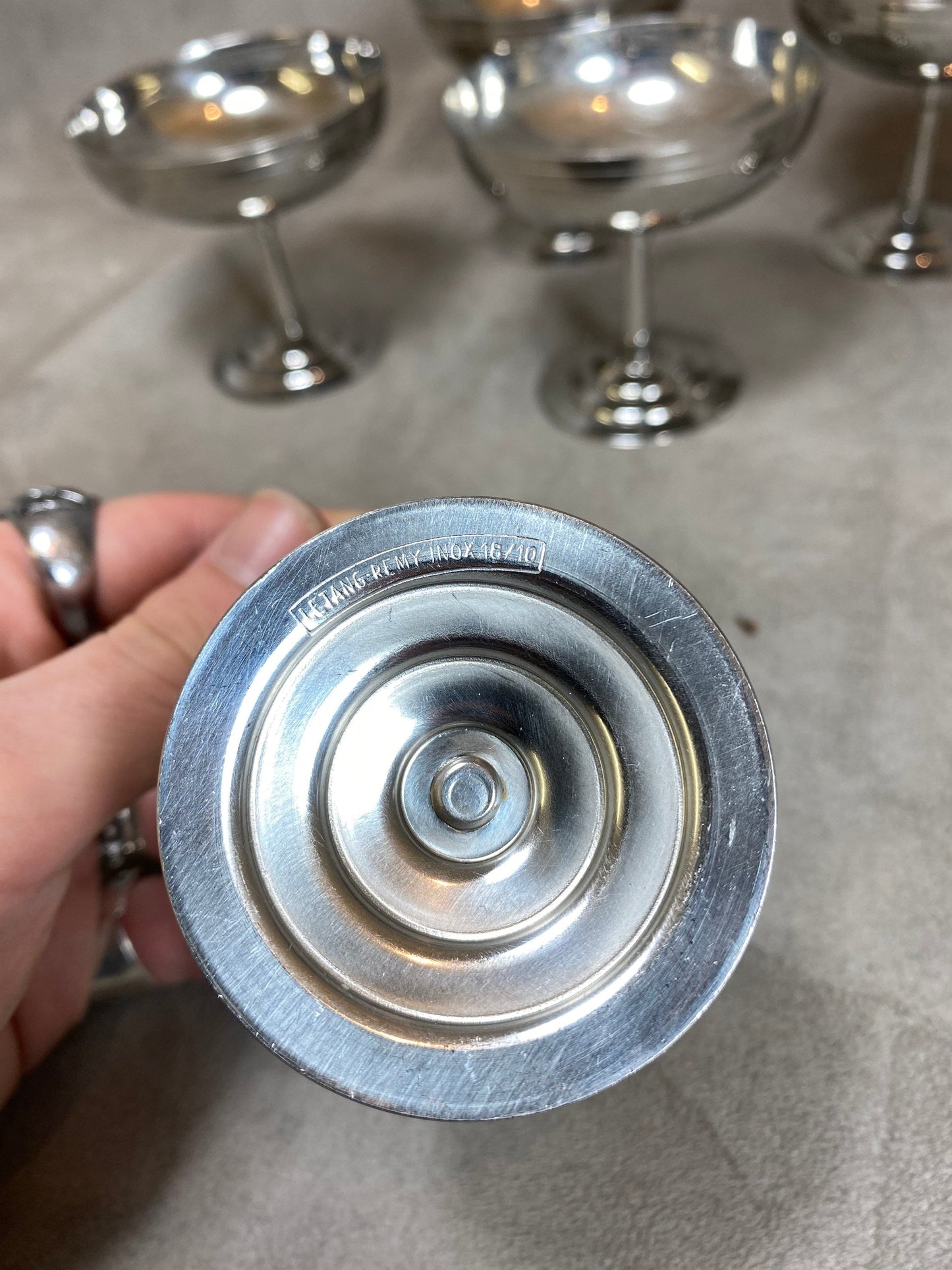 Lot de 6 coupes à glace Letang Remy en inox 18/10 vintage Made in France