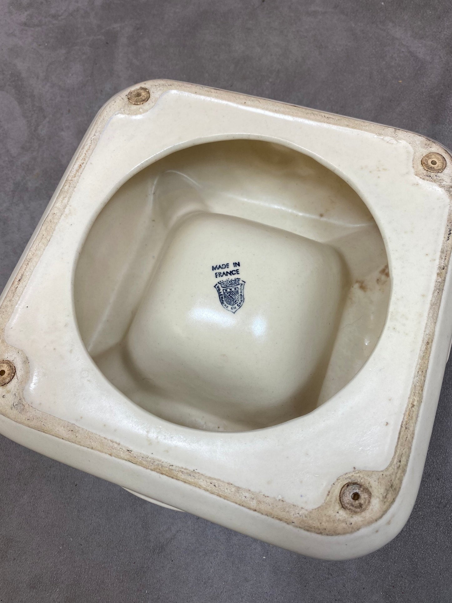 RARE Taittinger White and Black Ceramic Ashtray Vintage Taittinger Champagne Made in France