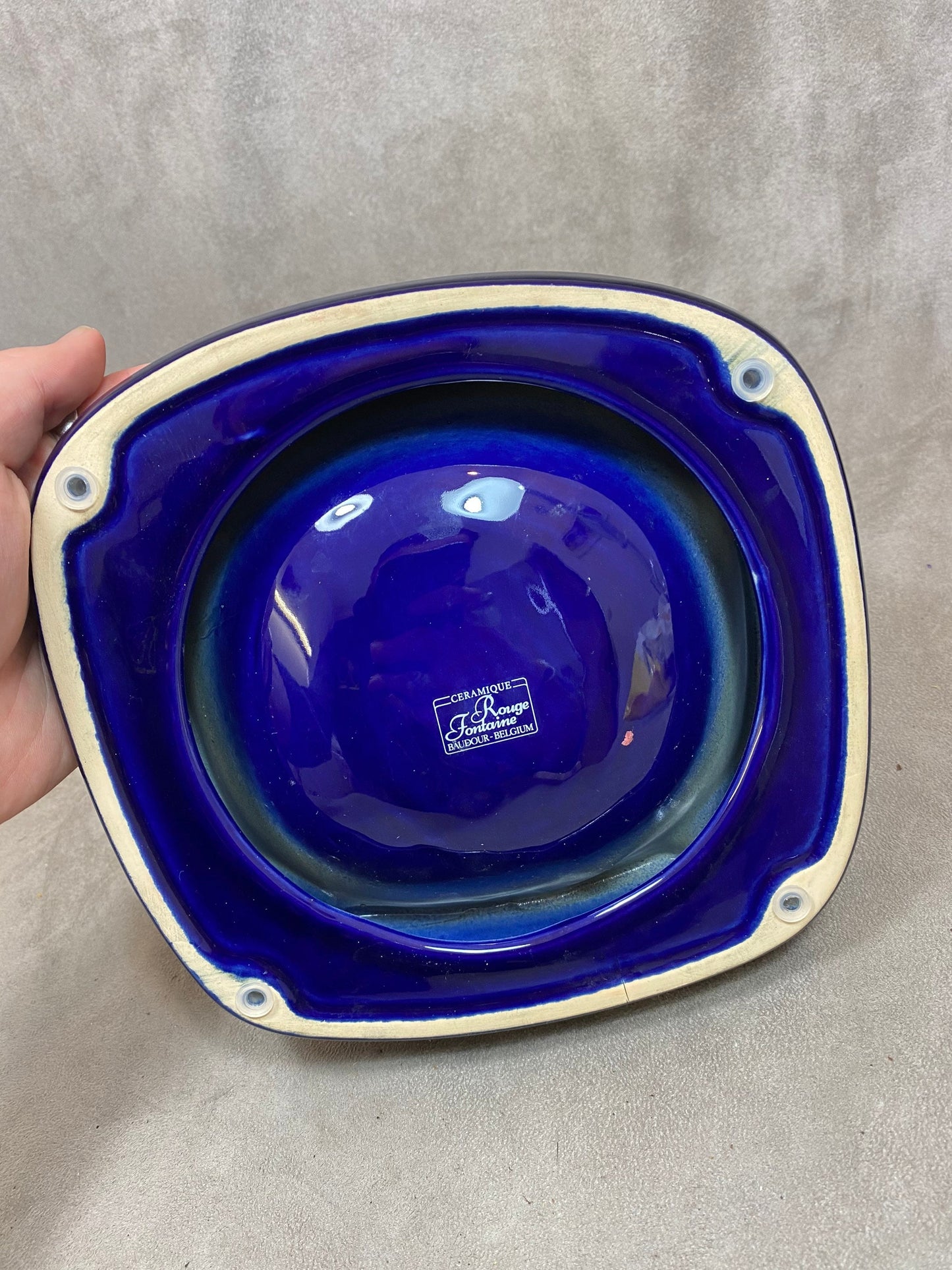 Vintage blue ceramic De Castellane champagne ashtray Made in France