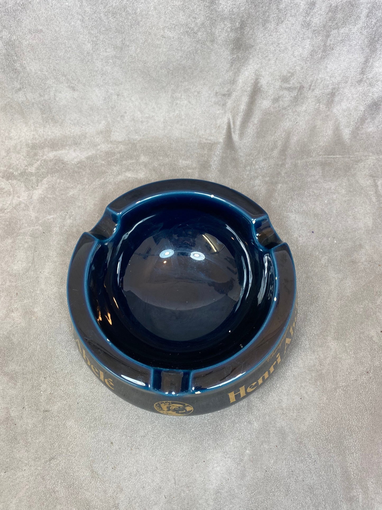 XXL ceramic ashtray in Champagne blue Henri Abelé Reims 1990s