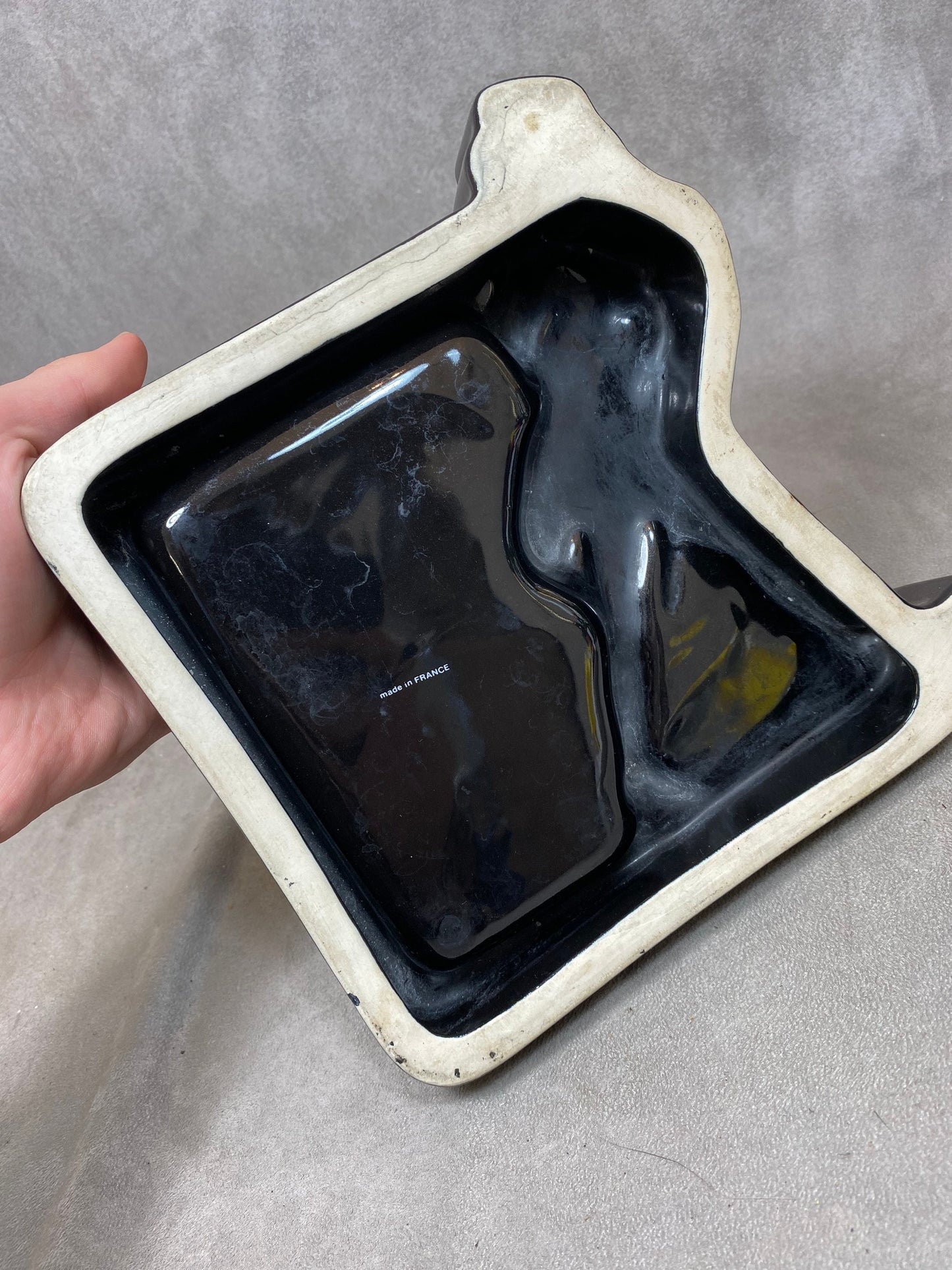 RARE Johnnie Walker Large Black Ceramic Ashtray Made in France Vintage