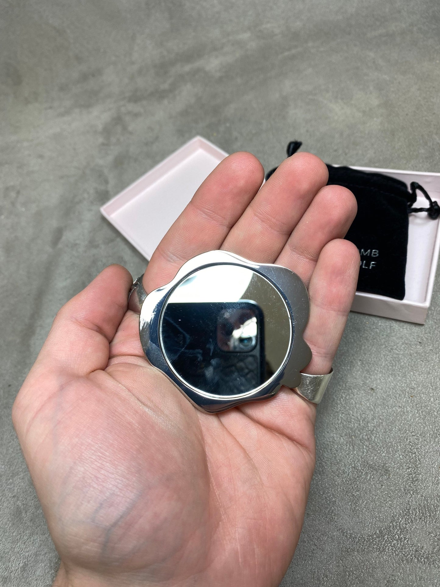 Viktor&Rolf Miroir de poche en acier et verre avec sa boite vintage Made in France