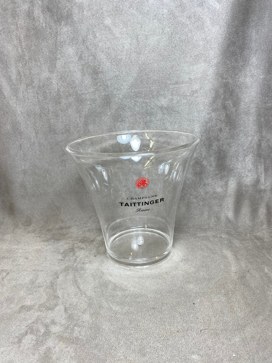 Seau à champagne Taittinger en plastique transparent vintage Made in france