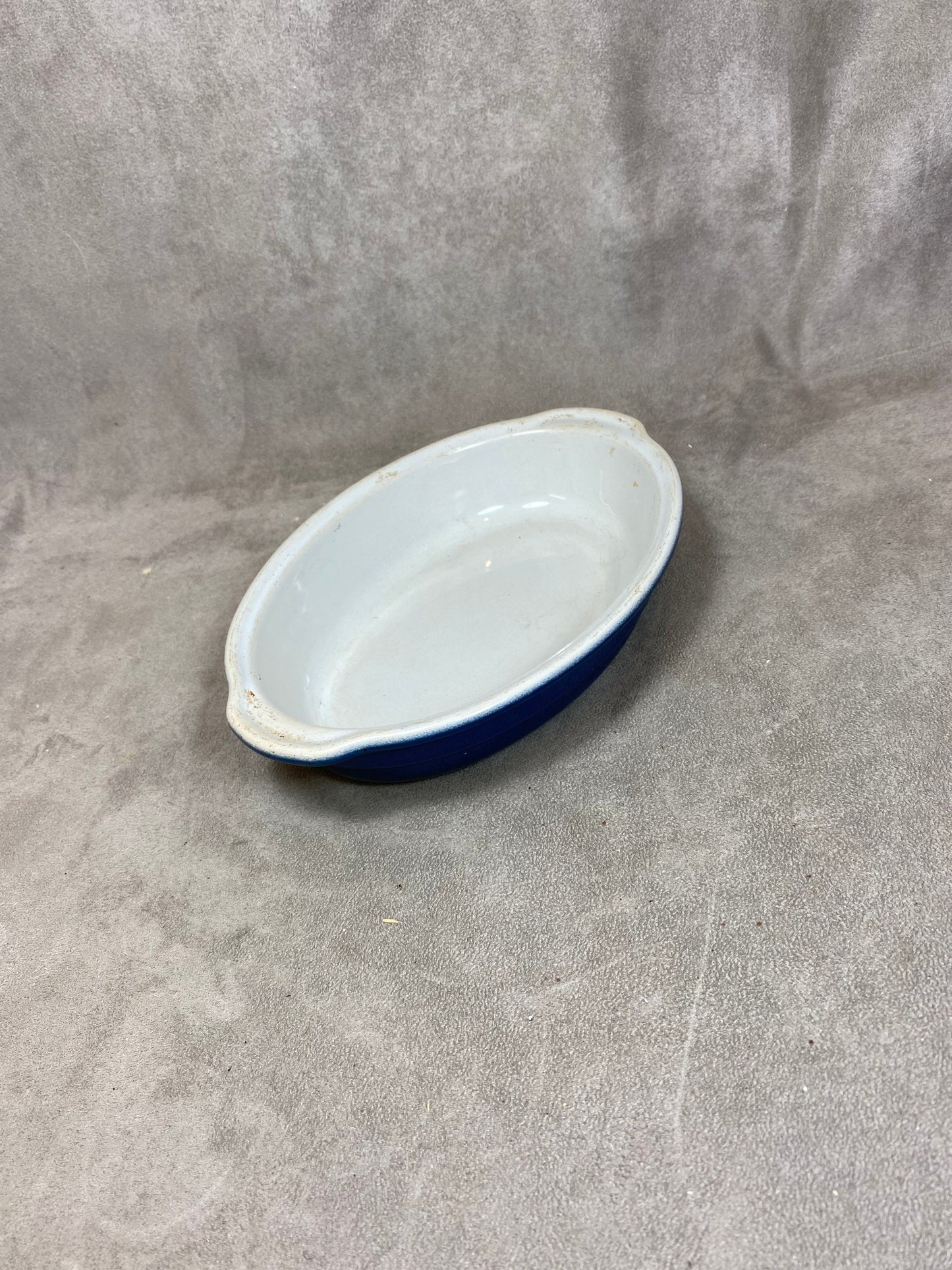 Vintage Emile Henry Blue Ceramic Dish Made in France 1980s