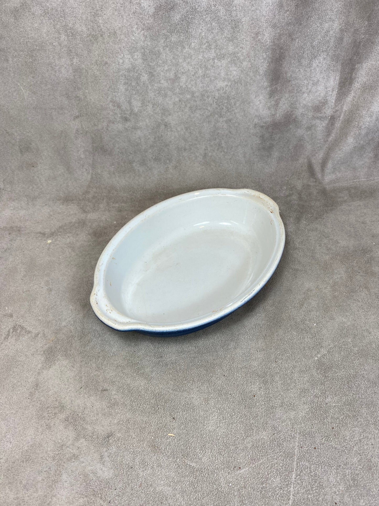 Vintage Emile Henry Blue Ceramic Dish Made in France 1980s