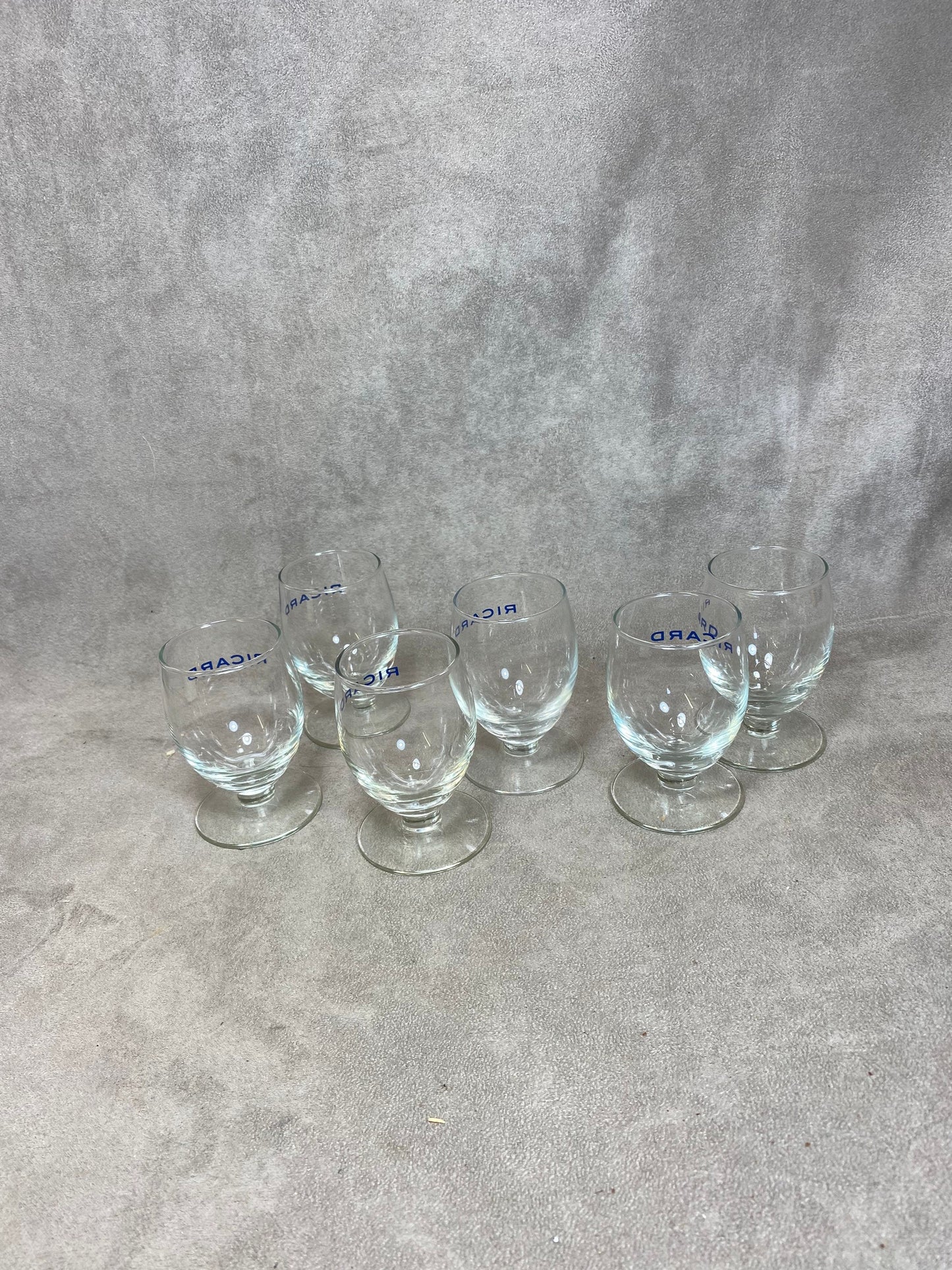 Set of 6 vintage RICARD balloon glasses advertising items | Made in France | 1960s