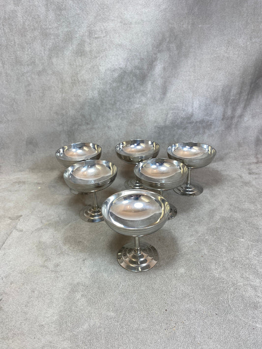 Lot de 6 coupes à glace Letang Remy en inox 18/10 vintage Made in France