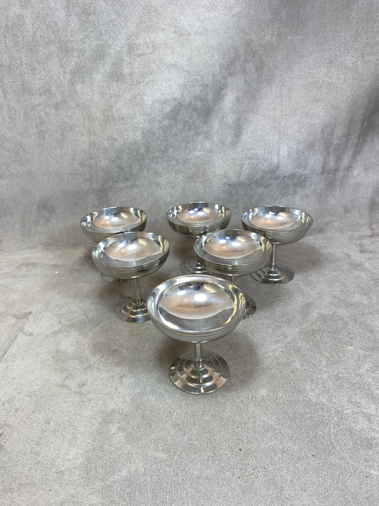 Lot de 6 coupes à glace Letang Remy en inox 18/10 Made in France Vintage 1980