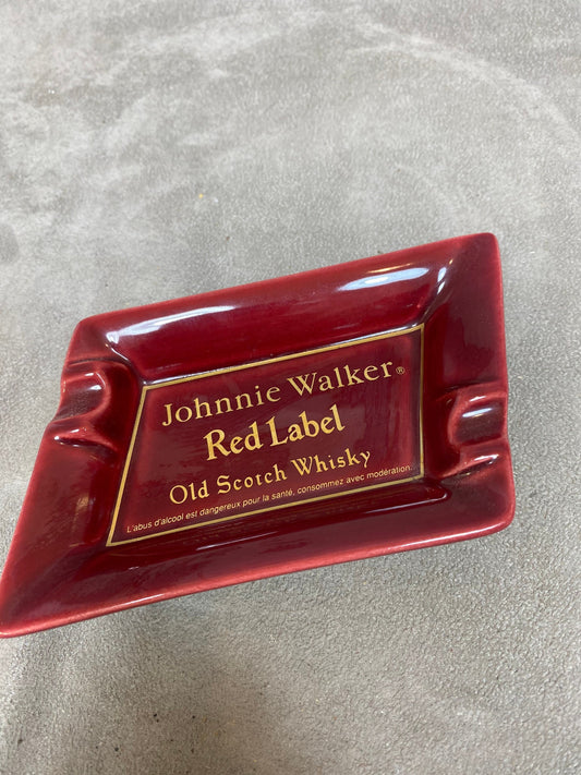 Johnnie Walker ashtray pocket emptier vintage advertising item in red ceramic Made in France