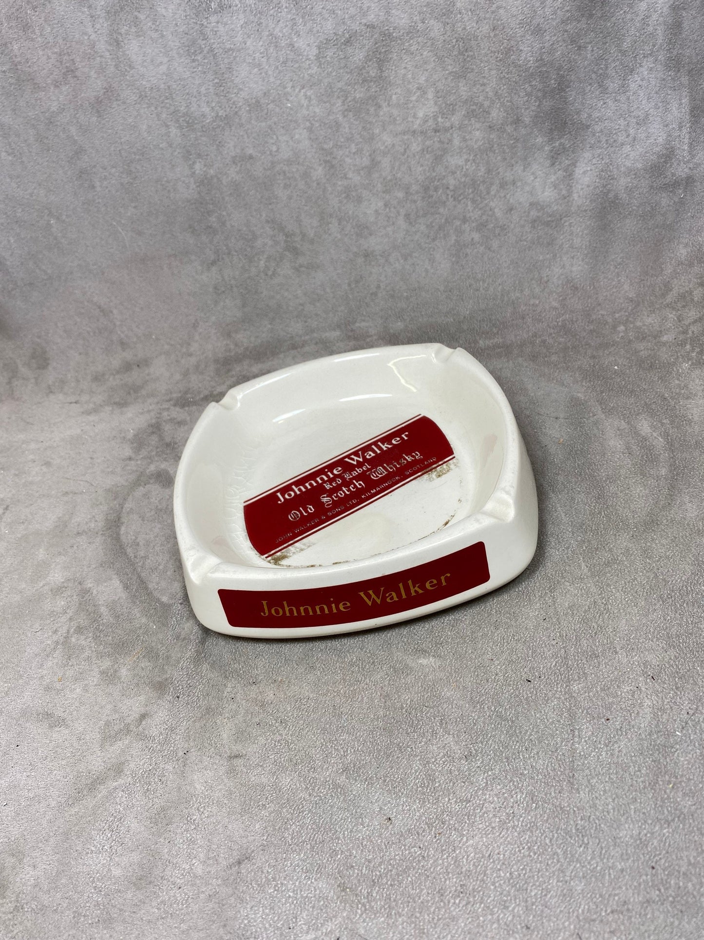 RARE Johnnie Walker Large Ceramic Ashtray Wade Made in England Vintage