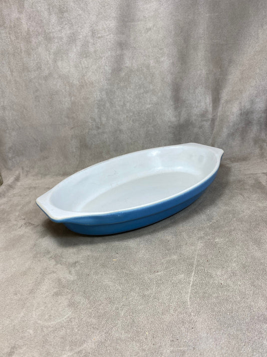 Vintage Emile Henry Blue Ceramic Dish Made in France 1980s