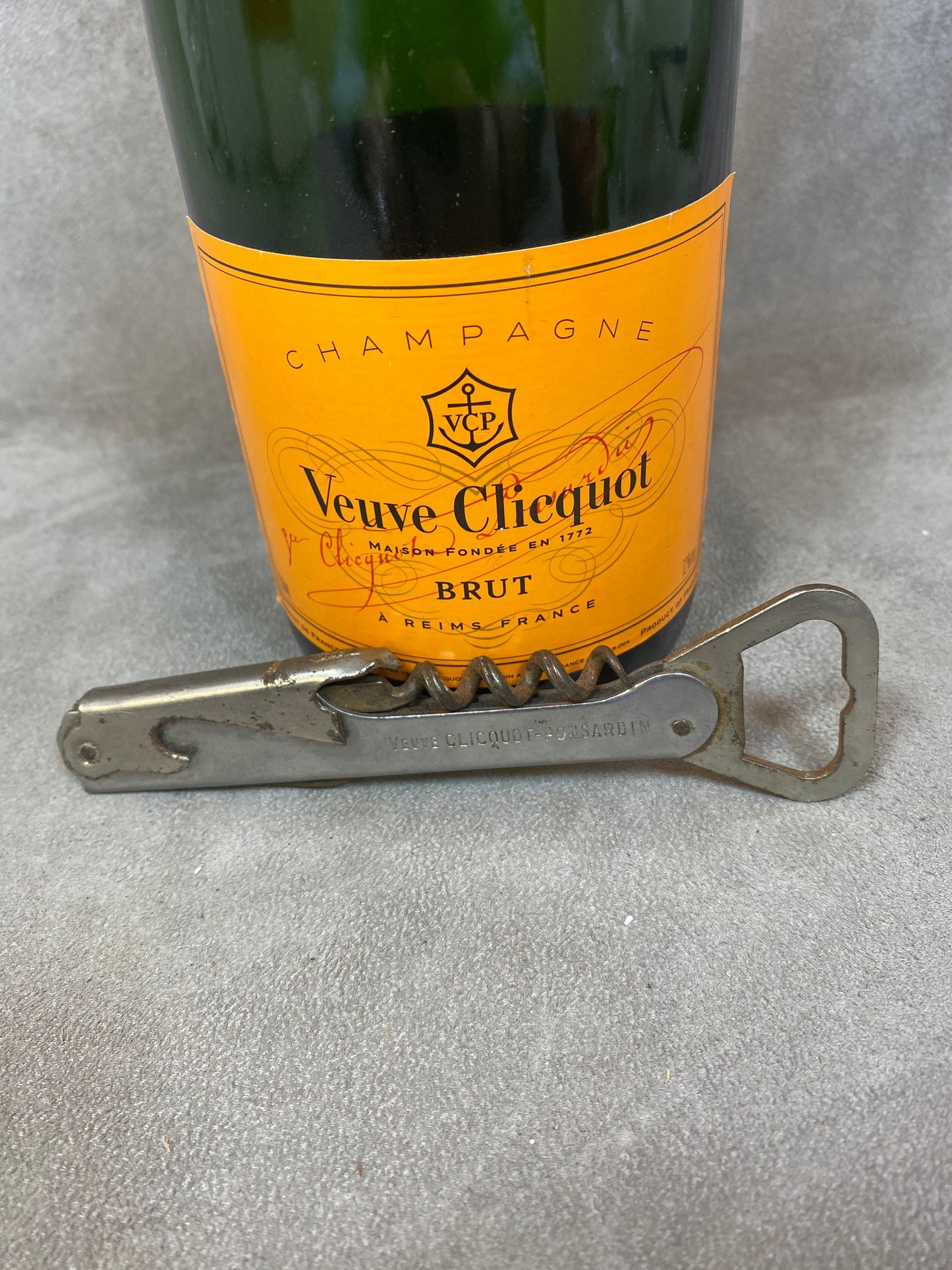 Veuve Clicquot Flaschenöffner, Vintage Stahlkorkenzieher Made in France, Weinsammler, französischer Wein