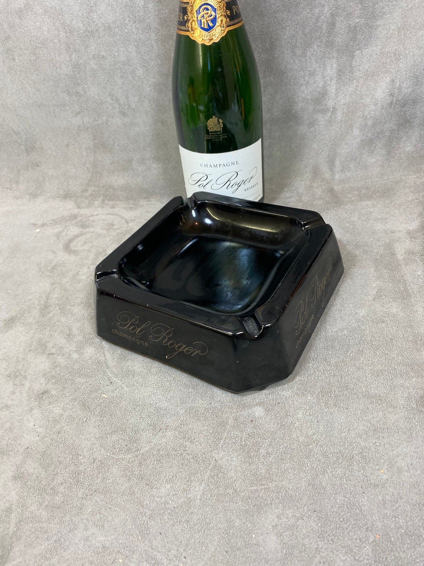 Pol Roger glass ashtray Made in France 1980s