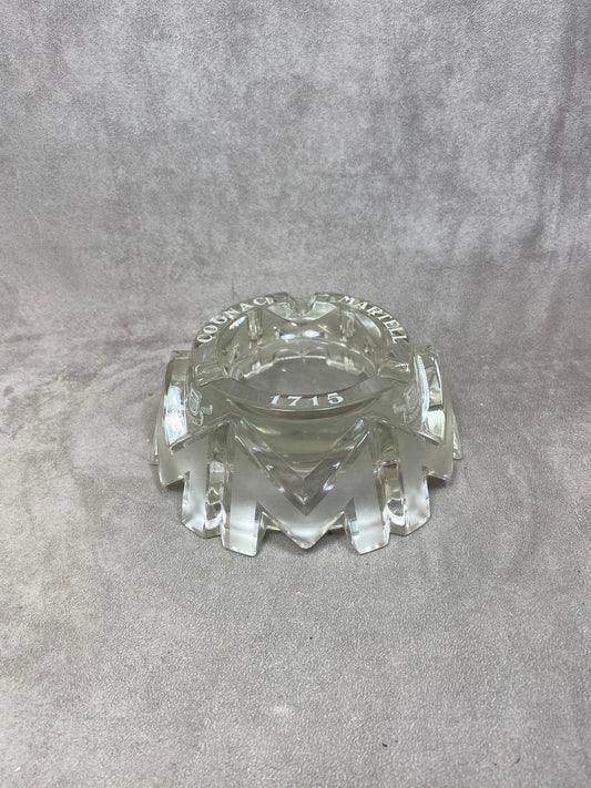 RARE Magnificent vintage Cognac Martell glass ashtray designed by P.Camin Made in France