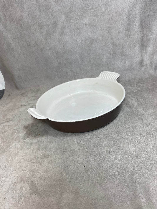 Plat en fonte marron Le Creuset vintage Made in France Années 1980