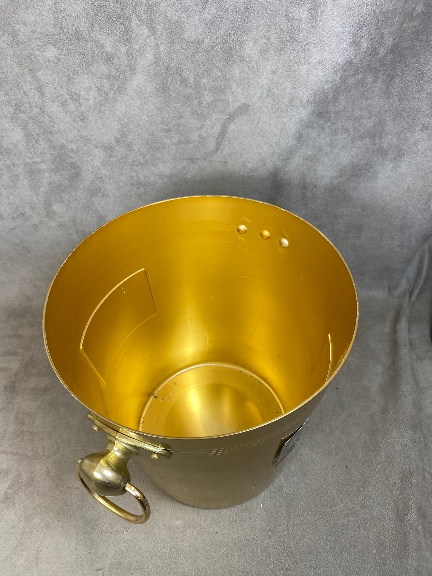 RARE Gold-plated metal Champagne bucket for magnum Champagne Roederer Reims 1980s