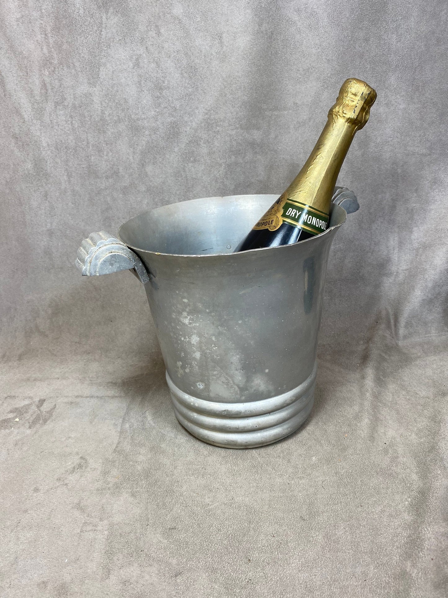 VERY RARE Seau à champagne Heidsieck&Co Dry Monopole avec anses art déco en aluminium ARGIT vintage 1930