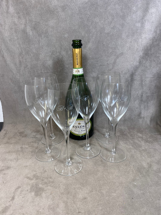 Lot de 6 coupes à champagne en verre  Besserat de Bellefon vintage Made in France