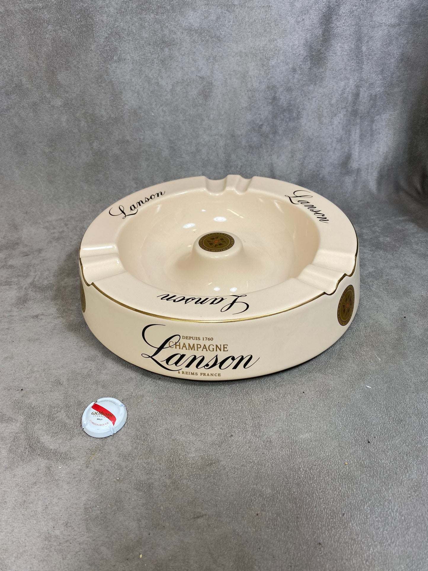 RARE Lanson XXL porcelain ashtray Made in France 1960s