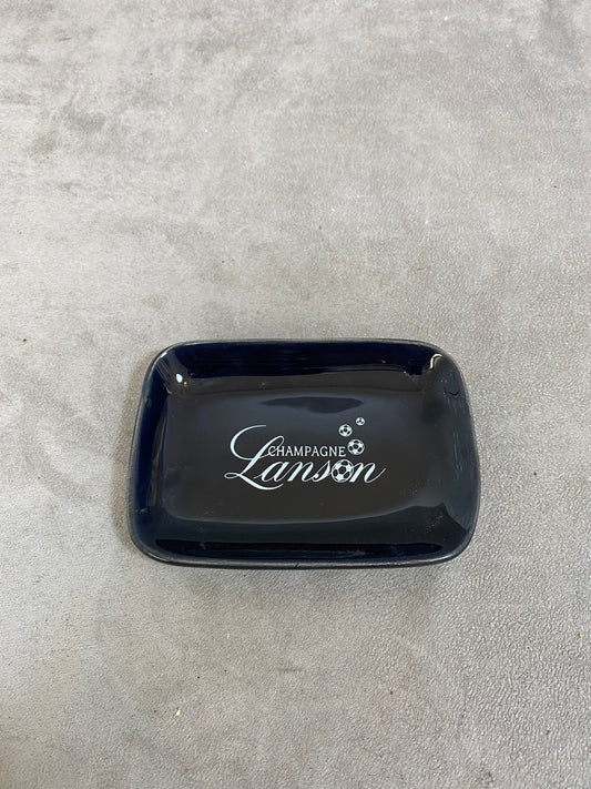 Cendrier Lanson en céramique noir Made in France Années 1990