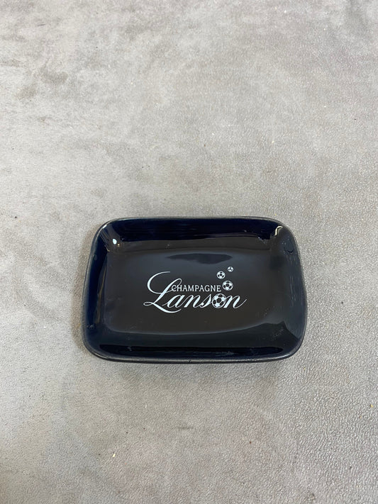 Cendrier  Lanson en céramique noir Made in France Années 1990