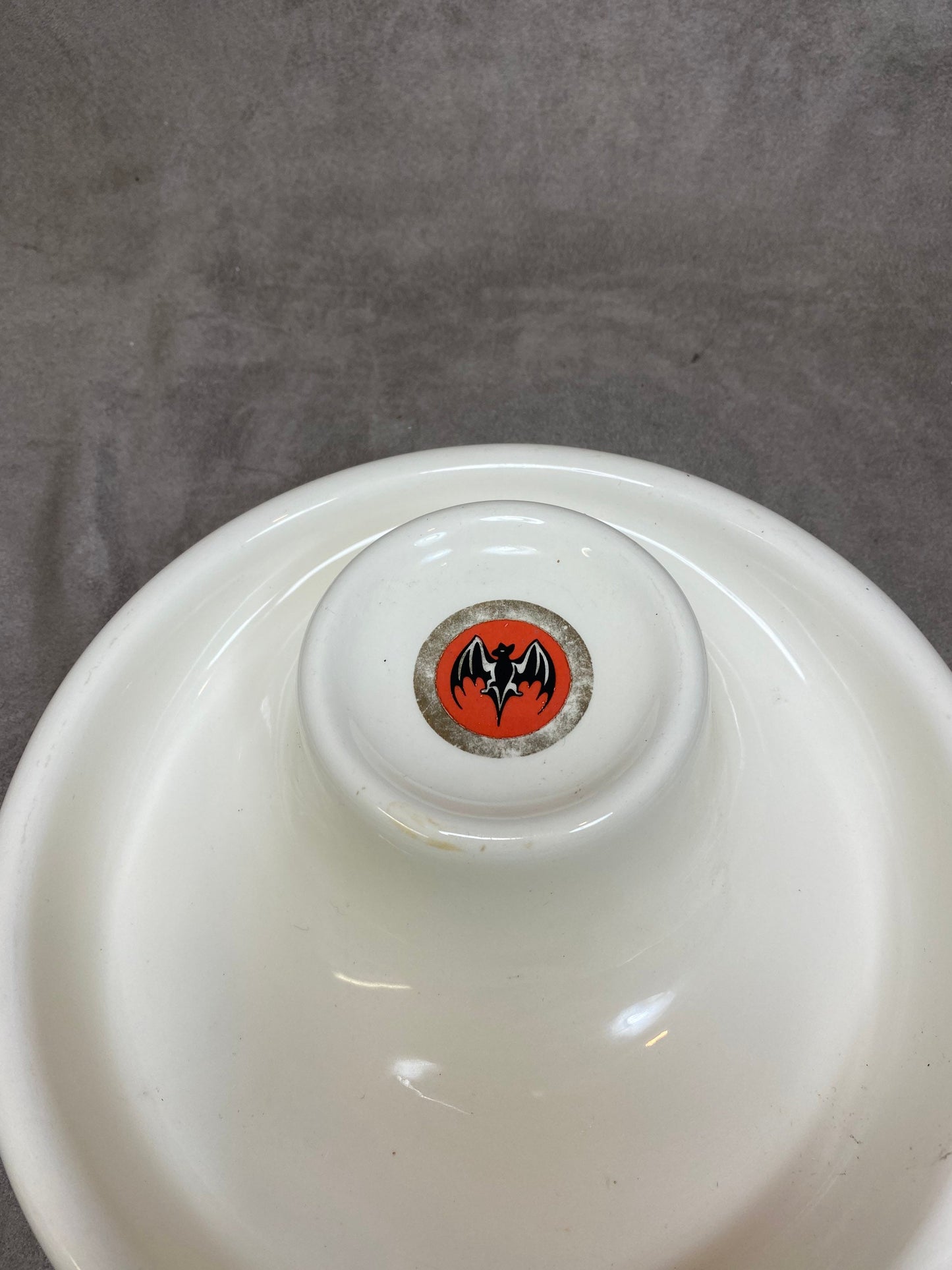 RARE XXL Bacardi ashtray in white porcelain Made in France 1980s