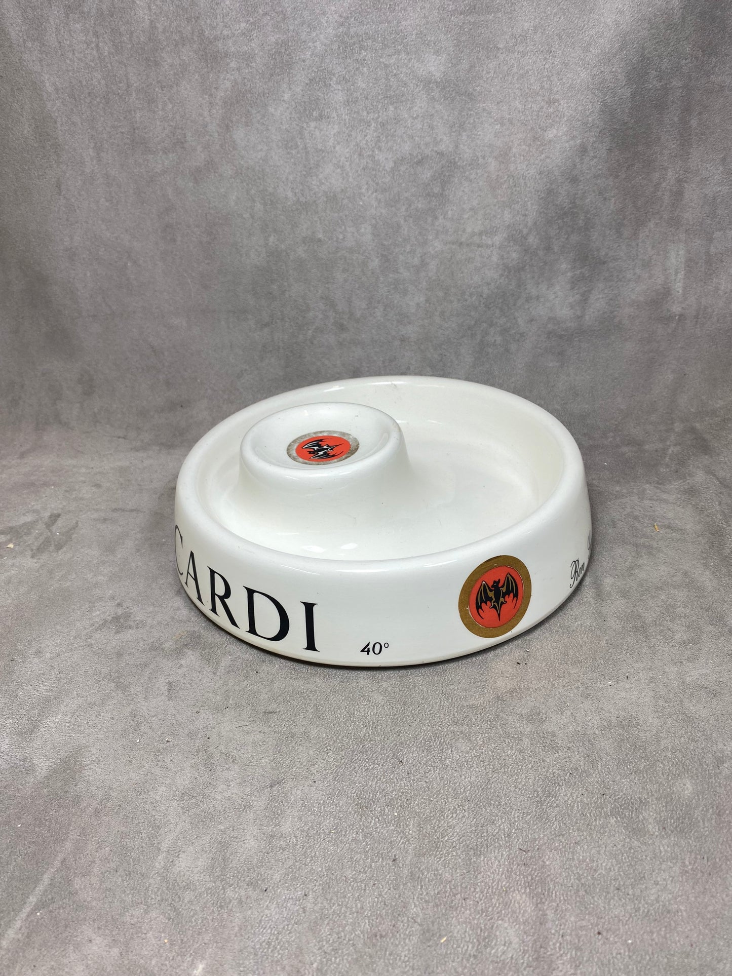 RARE XXL Bacardi ashtray in white porcelain Made in France 1980s