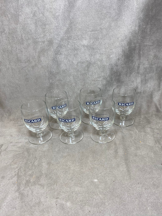 Lot de 6 verres ballon RICARD vintage articles publicitaires | Made in France | Années 1990