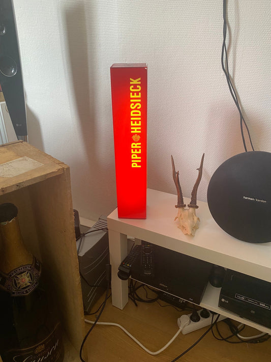 VERY RARE Piper-Heidsieck illuminated sign red lamp, French Champagne, Champagne Gift Made in Holland