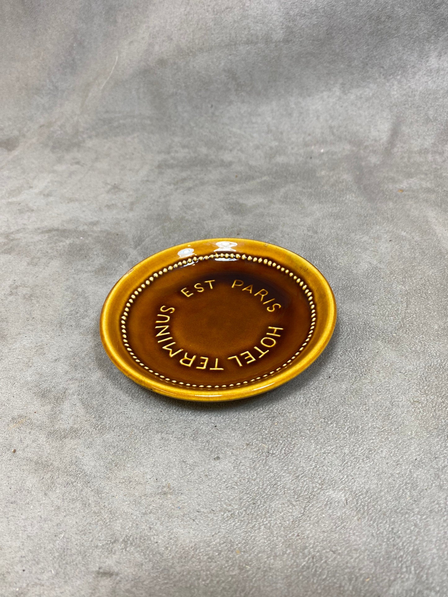 Earthenware Advertising Ashtray, Hotel Terminus Est Paris, Made in France, Vintage 1970