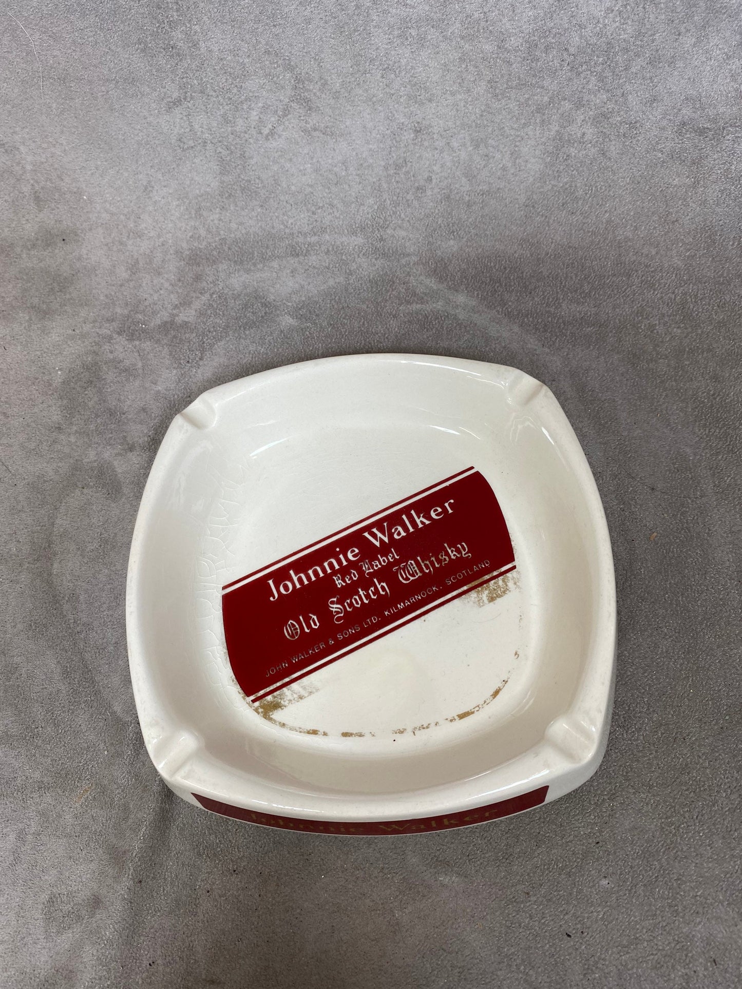 RARE Johnnie Walker Large Ceramic Ashtray Wade Made in England Vintage