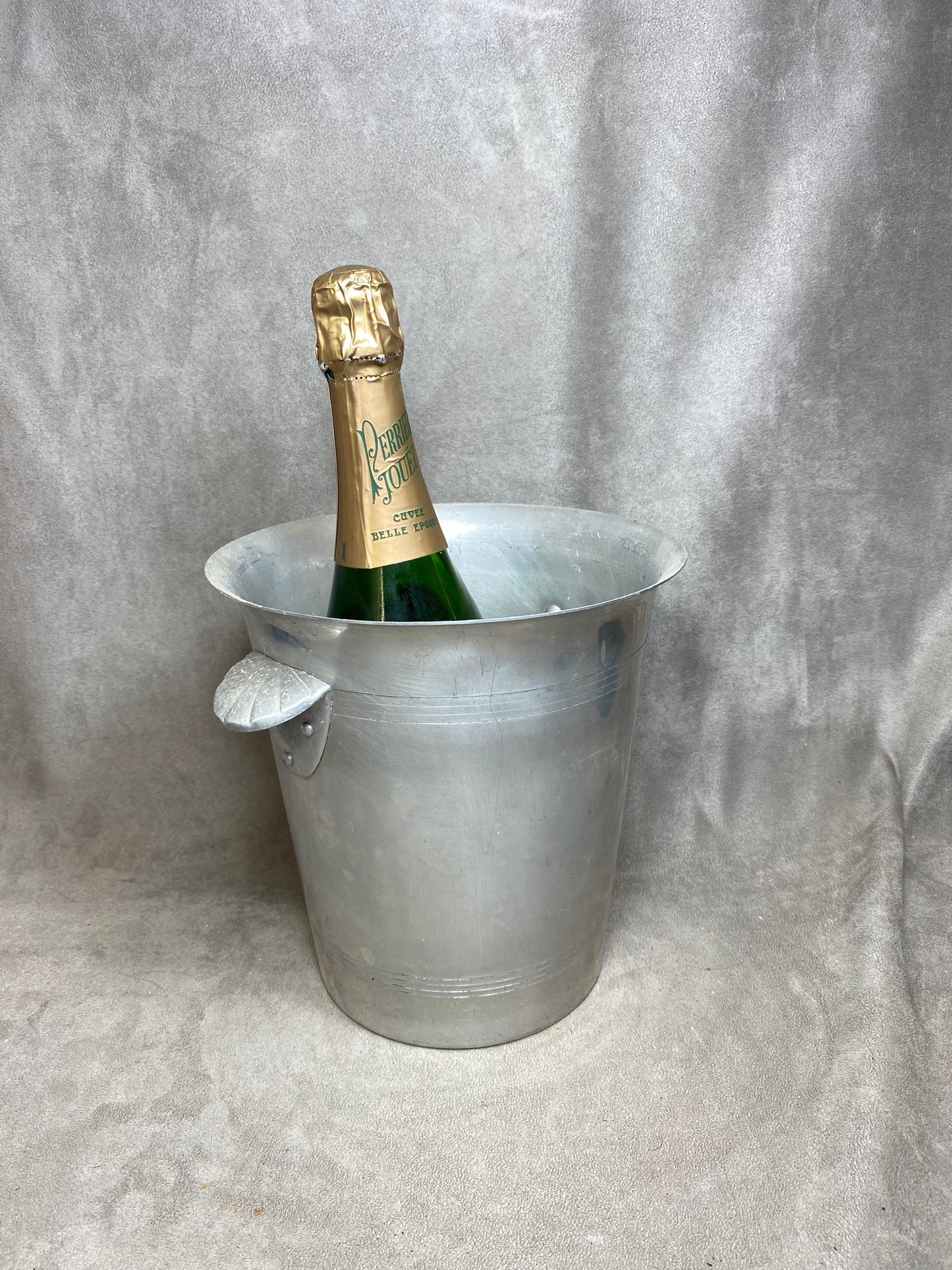 SELTENER Perrier-Jouet Belle Epoque Vintage Champagnerkühler aus Aluminium, hergestellt in Frankreich, 1980er Jahre