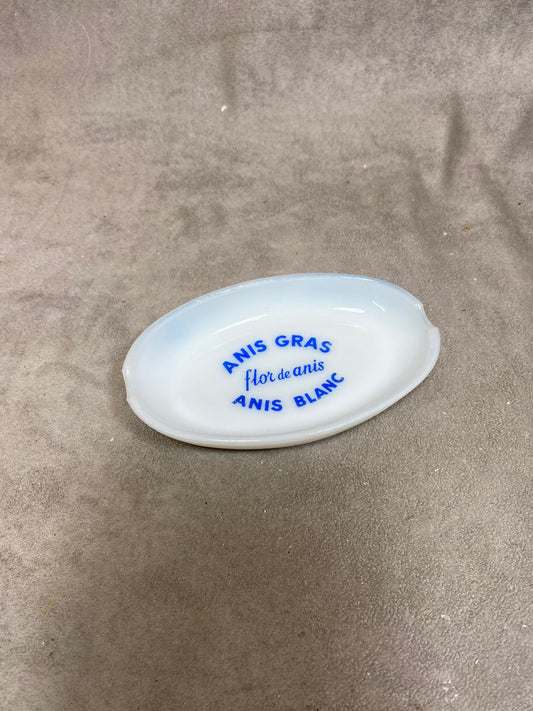 Opaline Anis Gras white Flor de Anis vintage 1950 advertising ashtray