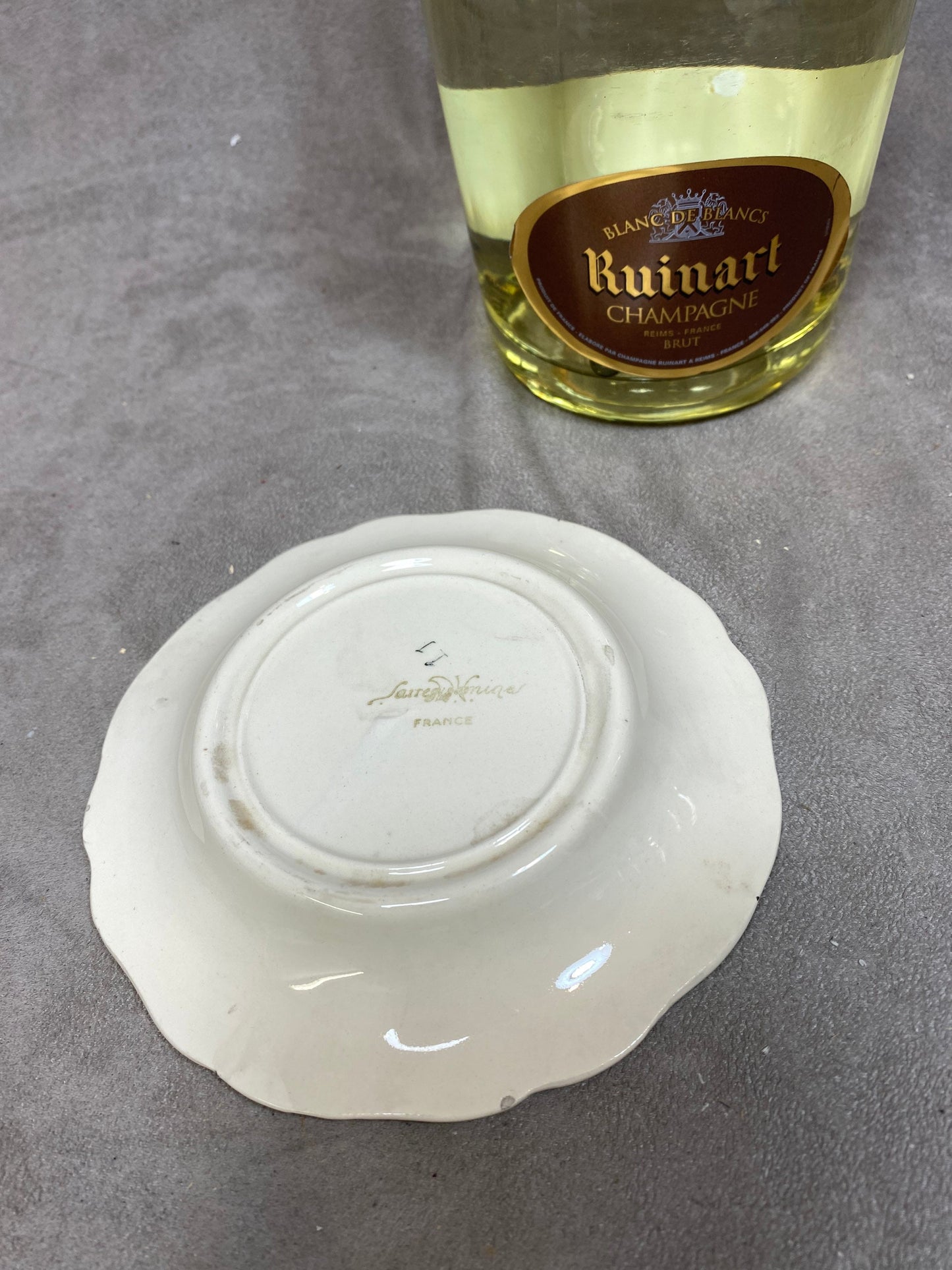 Ruinart cendrier en porcelaine Bernardaud vintage, Champagne français, Cadeau Champagne Made in France