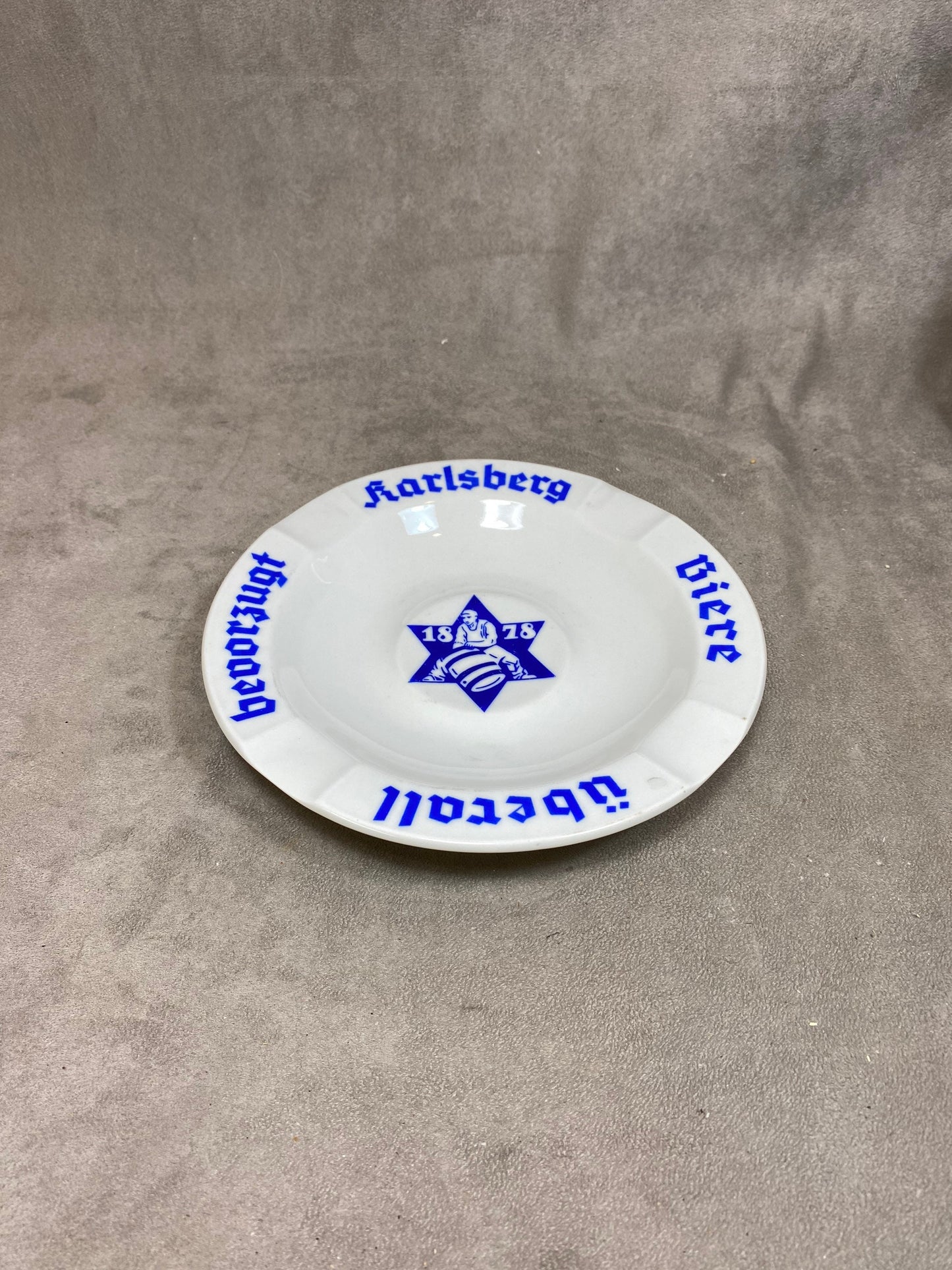 Rastal Porcelain Advertising Ashtray Factory Model, Karlsberg Beer, Made in Germany, Vintage 1970