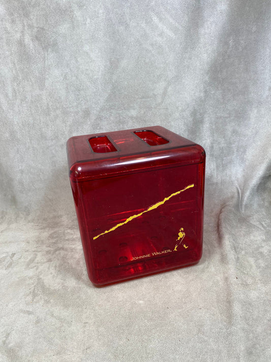 Seau à glace Johnnie Walker en plastique rouge vintage retro Années 1980 Made in England