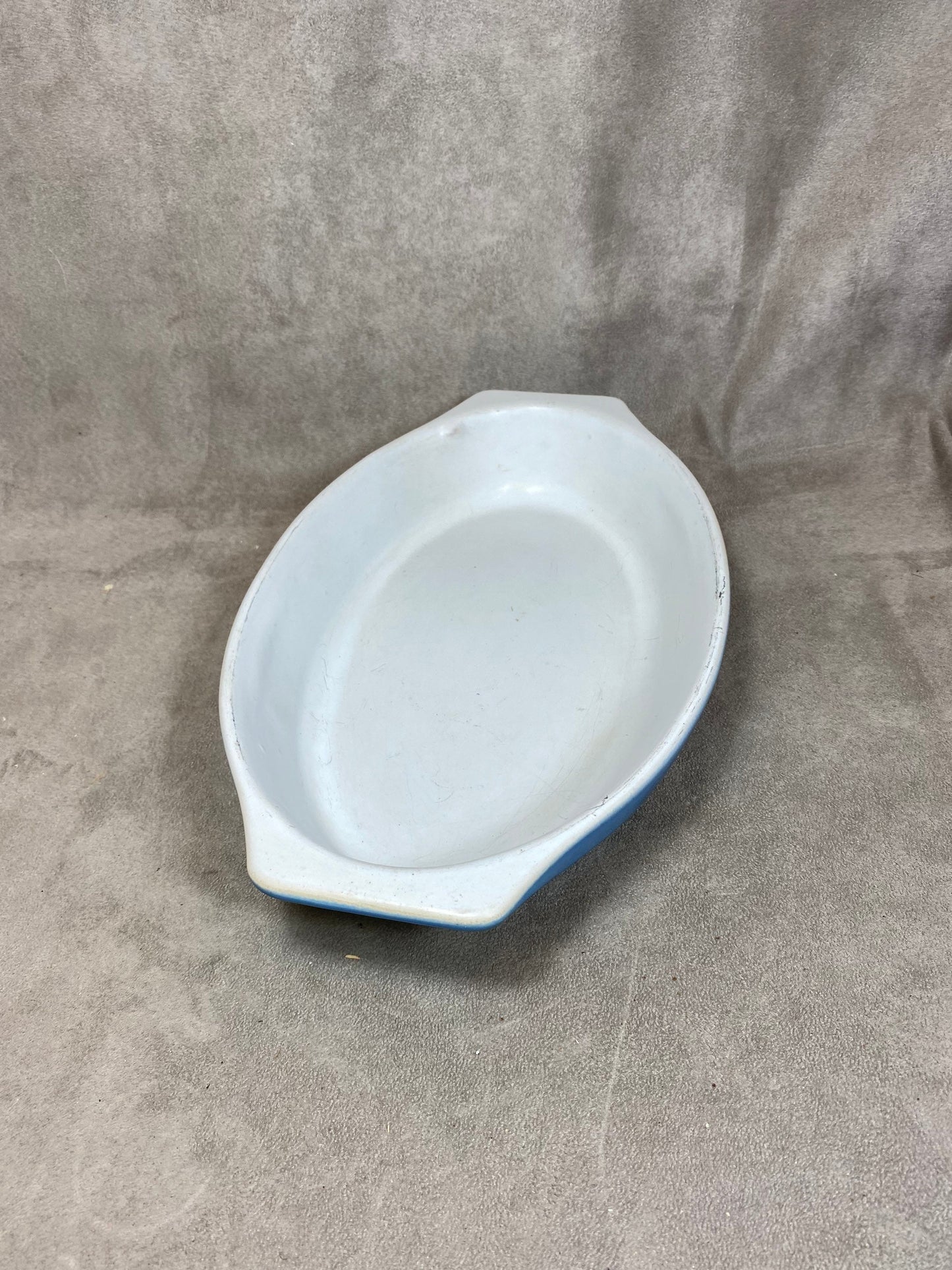 Vintage Emile Henry Blue Ceramic Dish Made in France 1980s