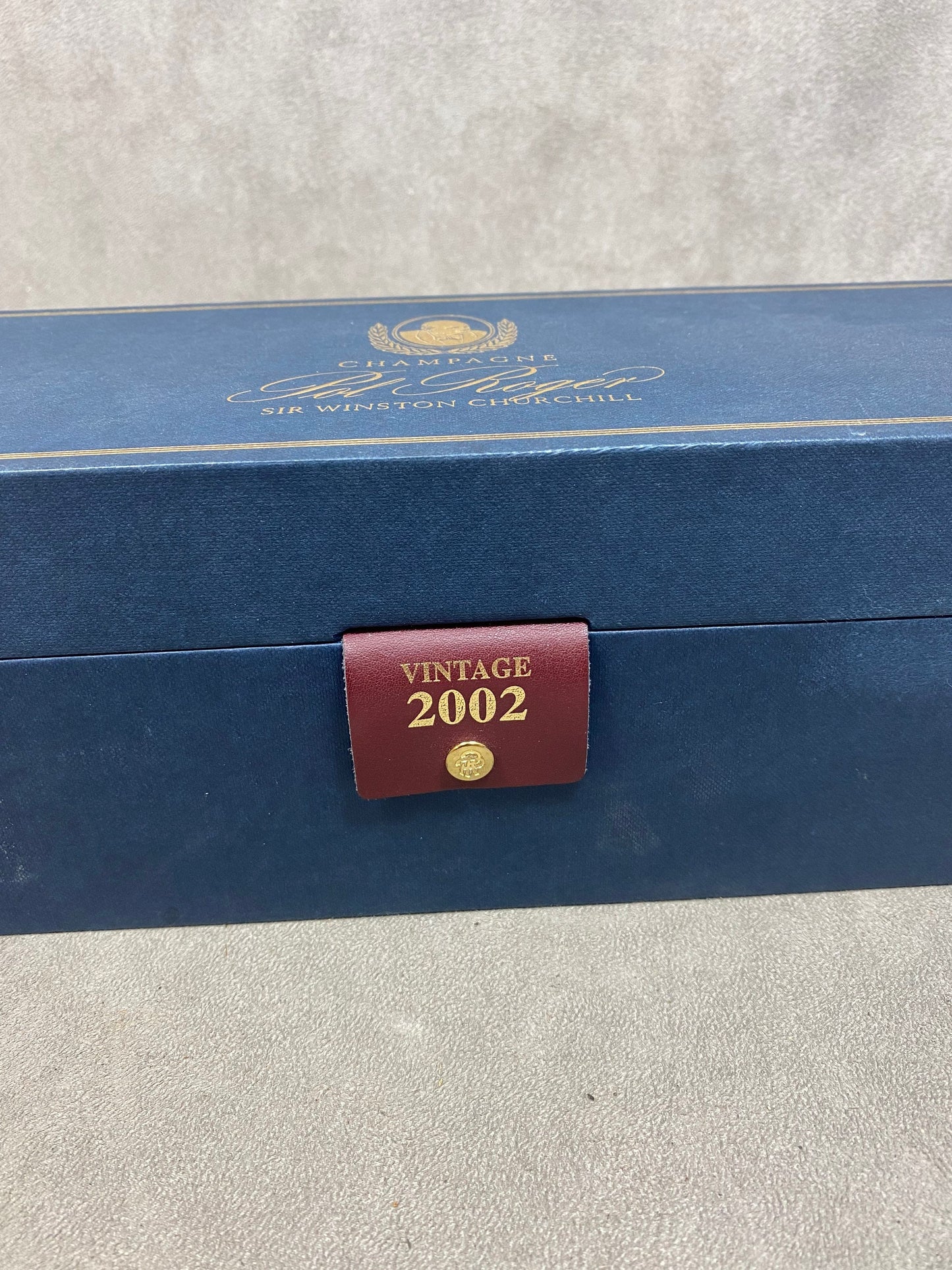 Blue Pol Roger box for Cuvée Sir Winston bottle Made in France 1980s