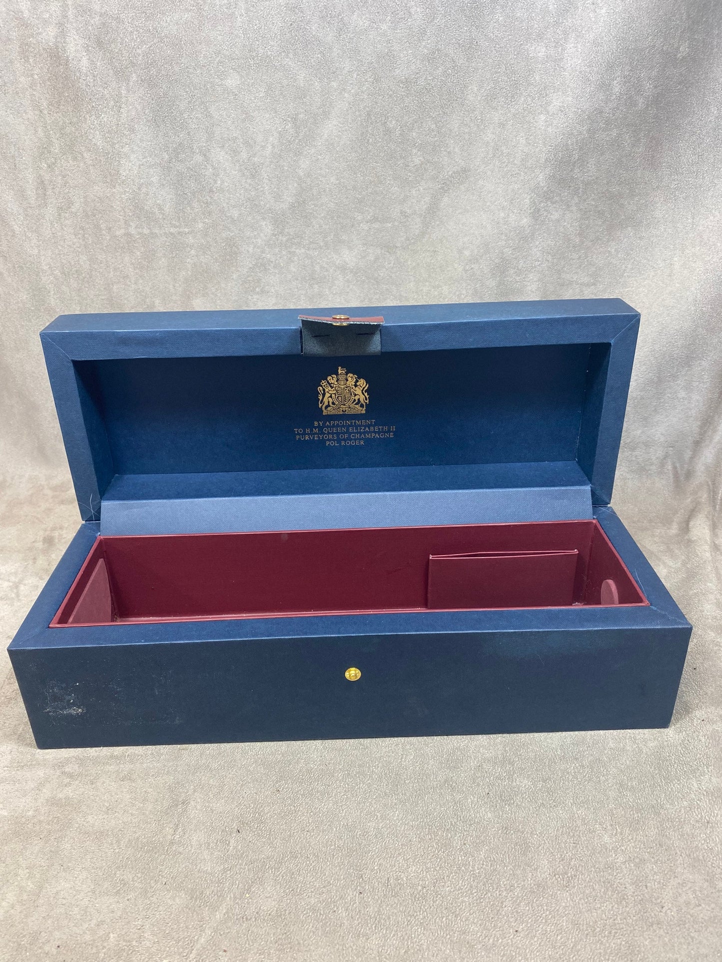 Blue Pol Roger box for Cuvée Sir Winston bottle Made in France 1980s