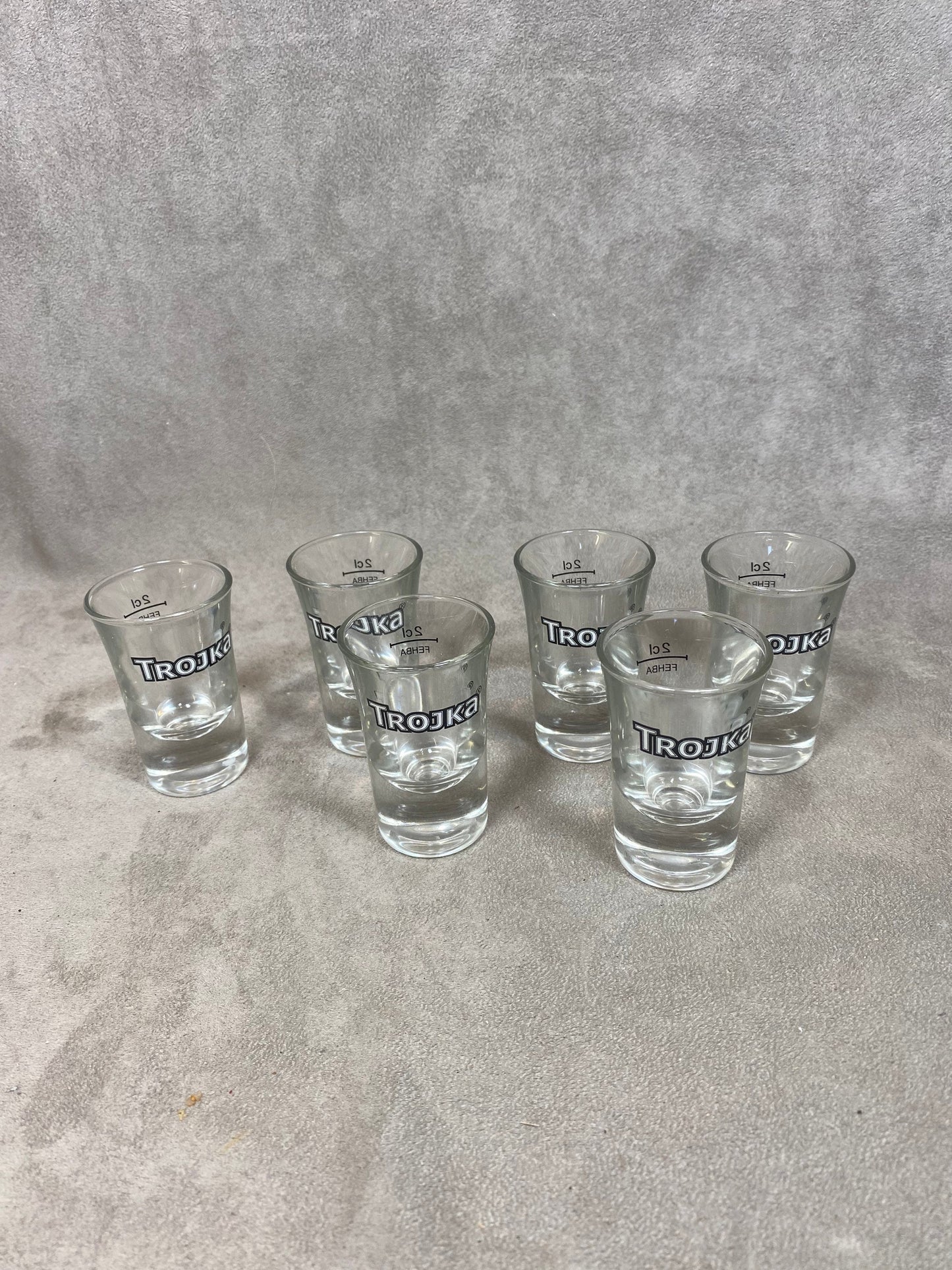 Set of 6 vintage TROJKA glass spirits and shooters