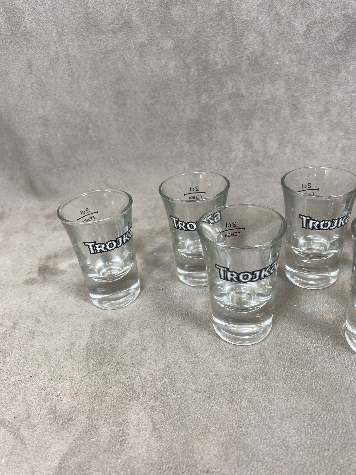 Set of 6 vintage TROJKA glass spirits and shooters