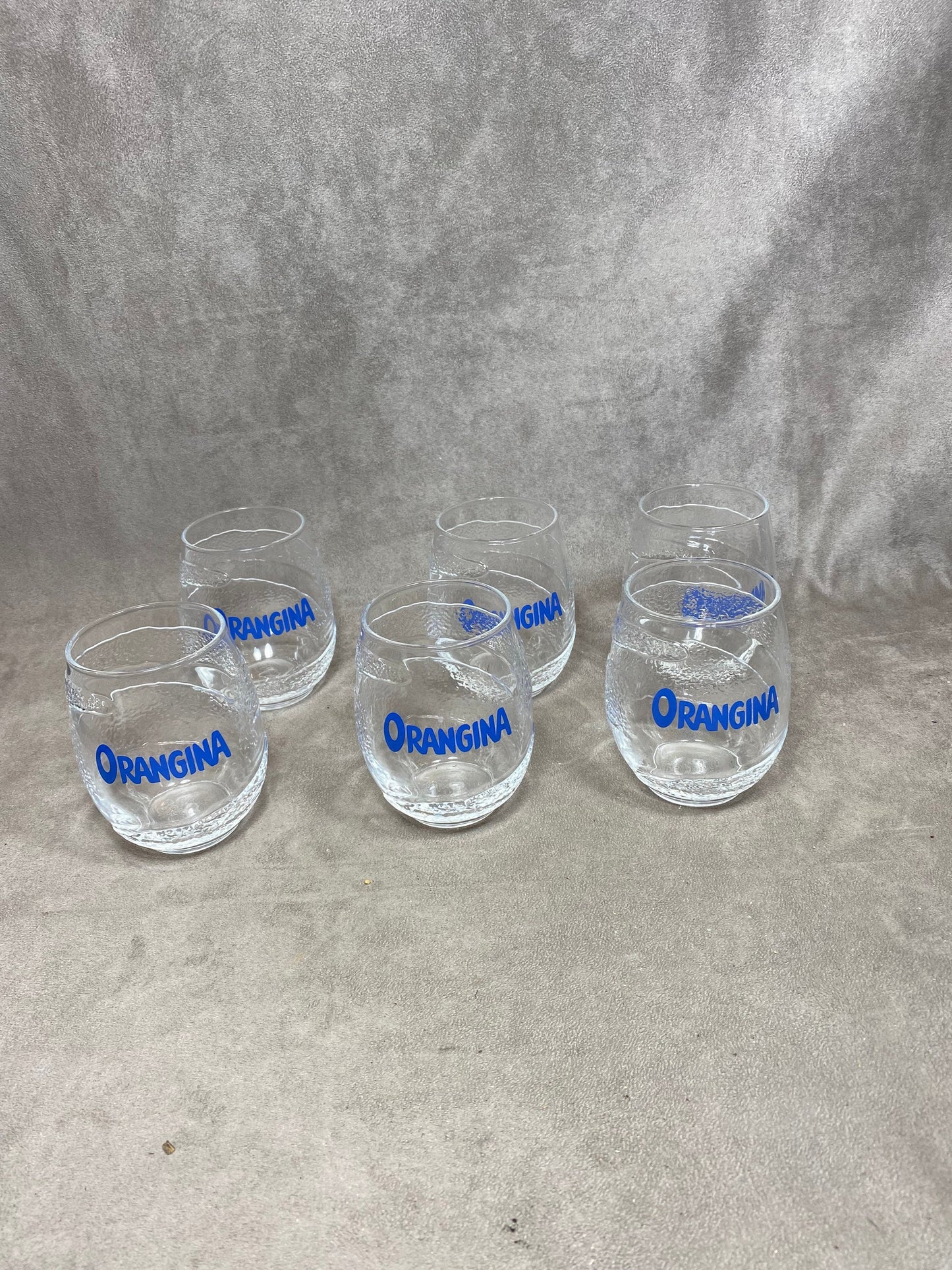 Lot de 6 verres à Orangina en verre vintage Made in France