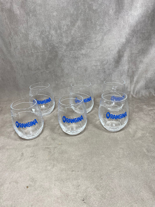 Lot de 6 verres à Orangina en verre vintage Made in France
