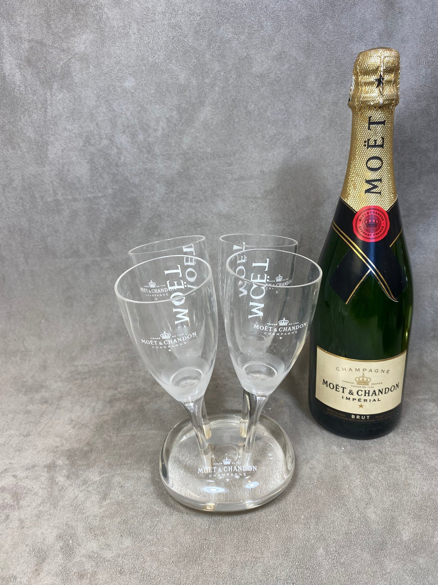 SELTENER Vintage-Champagnerflötenhalter aus Kunststoff von Moet et Chandon, 4-teilig, Made in France