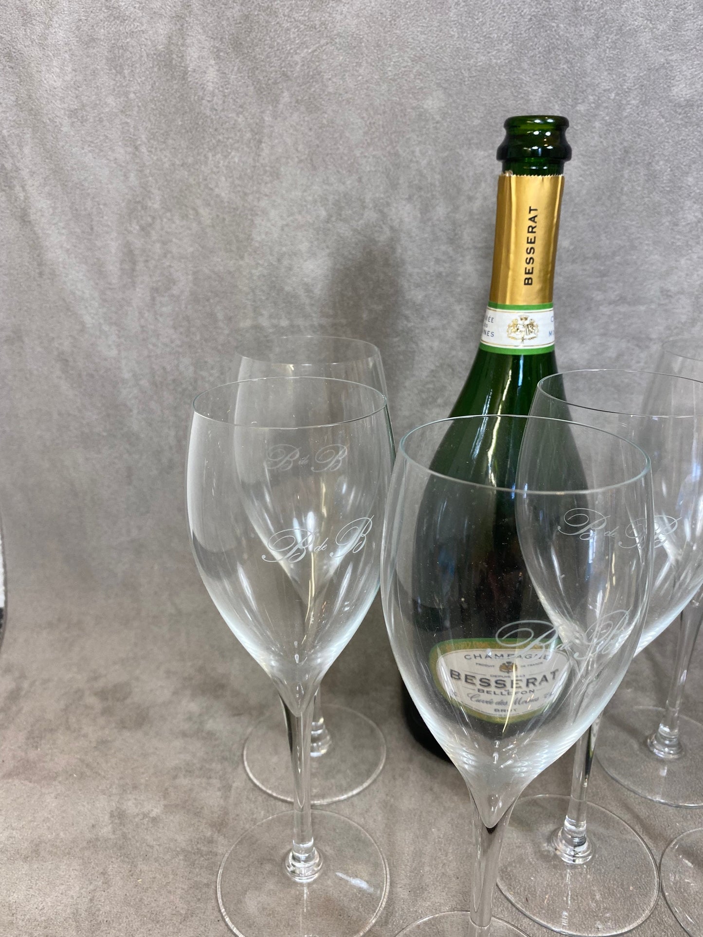 Lot de 6 coupes à champagne en verre  Besserat de Bellefon vintage Made in France
