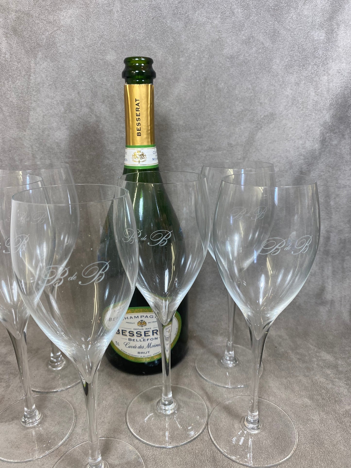 Lot de 6 coupes à champagne en verre  Besserat de Bellefon vintage Made in France